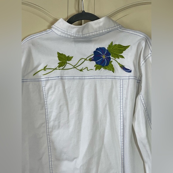 Bob Mackie Wearable Art Morning Glory Embroidered Jeans Jacket Pants Set Size 1X - Picture 2 of 10